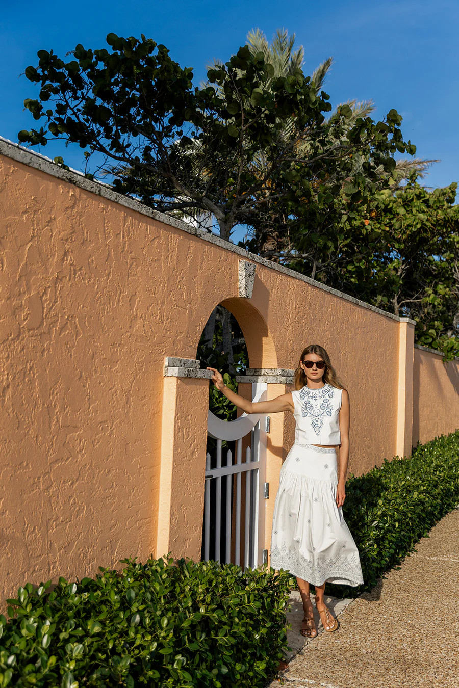 Circle Skirt Poplin Embroidery - Blanc | Julia Amory