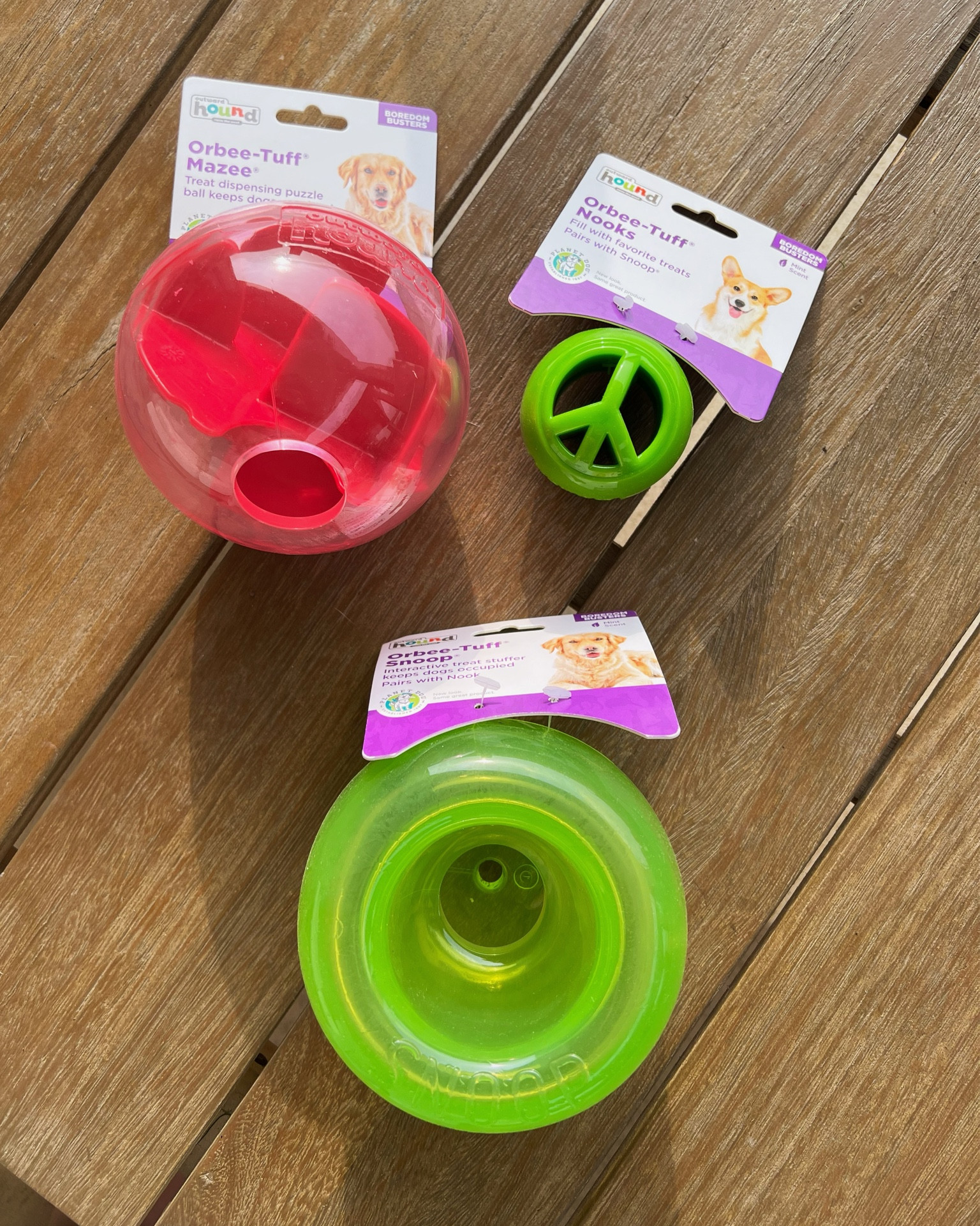 Dog Toys - Snoop, Nook, Mazee 

treat dispenser, dog puzzle 