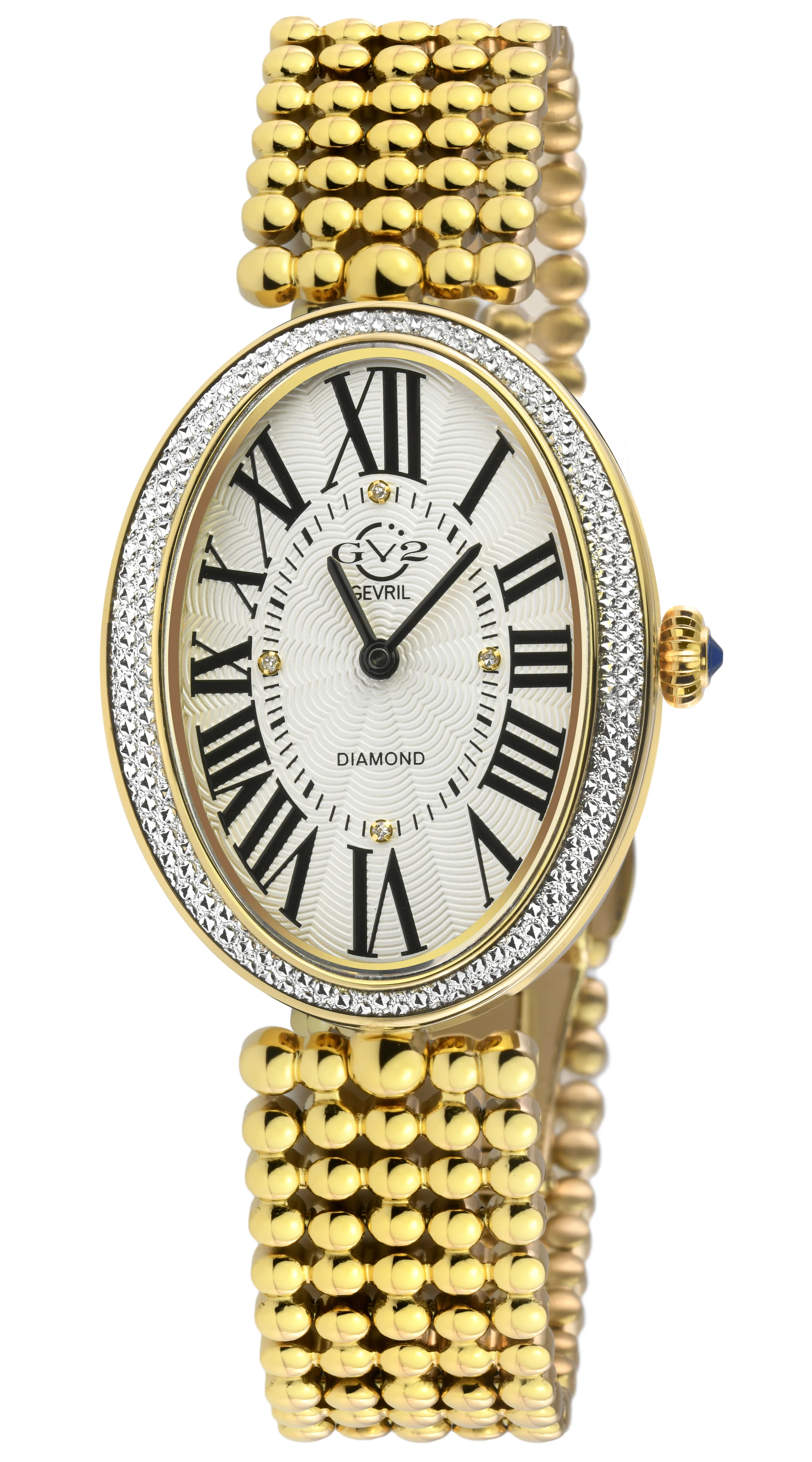 GV2 Piazza Navona Women's Swiss Diamond Gold Beaded Bracelet Watch | Shop Simon