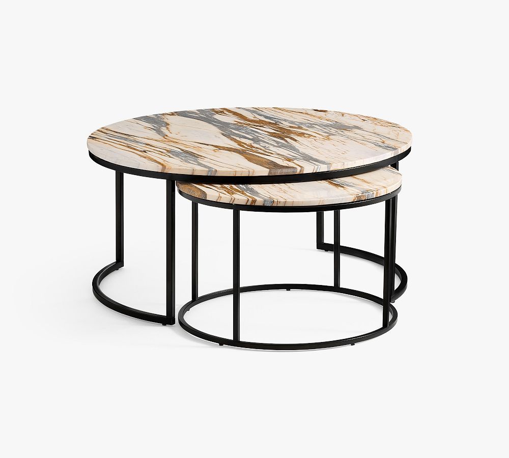 Delaney Round Calacatta Marble Nesting Coffee Tables | Pottery Barn (US)