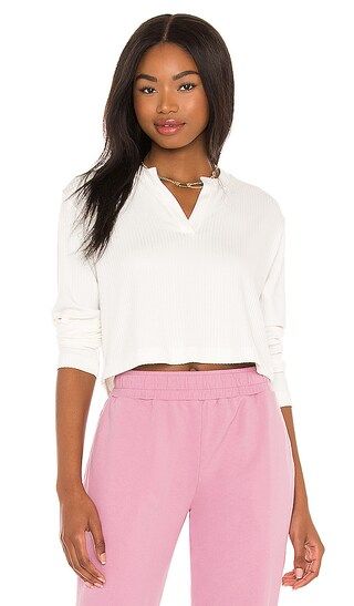 LNA Hila Cropped Henley in Ivory. - size XS (also in L, M, S) | Revolve Clothing (Global)
