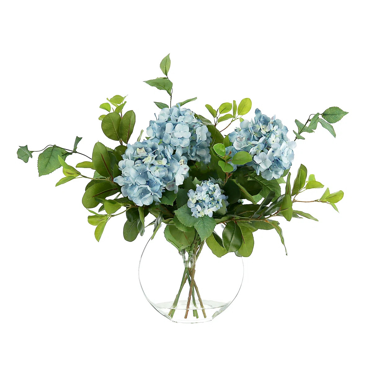 Hydrangea Arrangement in Glass Vase | Wayfair North America