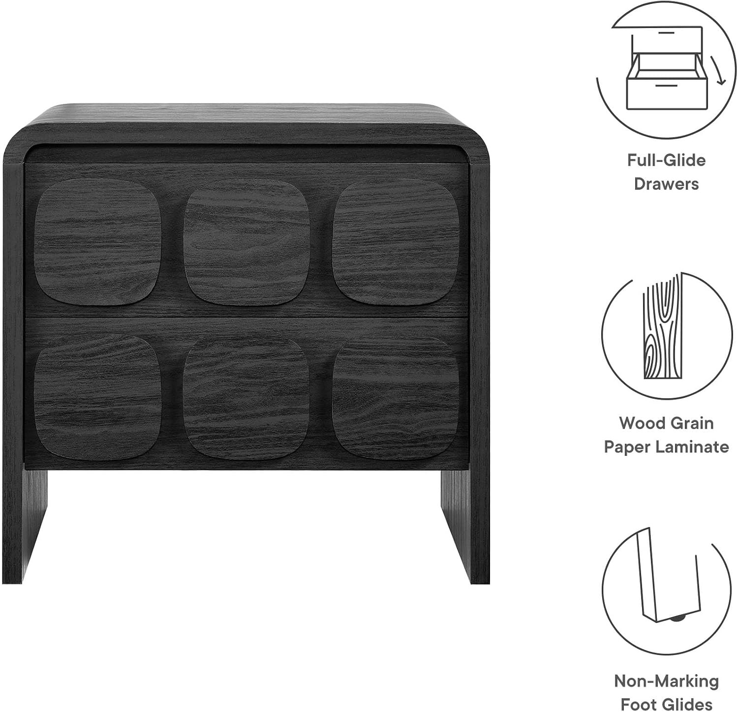 Modway Toscana 2-Drawer Nightstand in Black | Amazon (US)