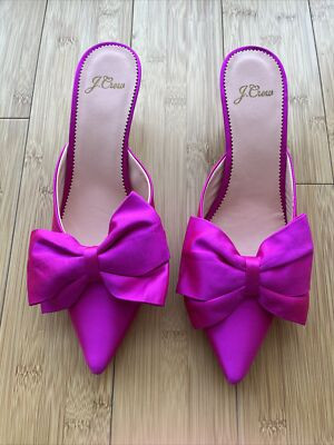 J.Crew Sophia Satin Bow Mules in Berry Pink size 8 NIB  | eBay | eBay US