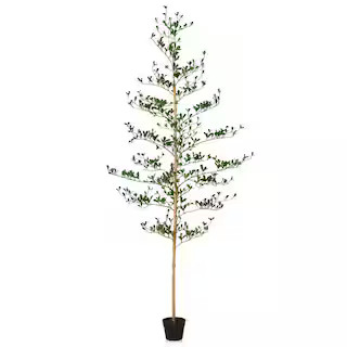 7 ft.Artificial black Olive Tree-Faux Plants Indoor/Outdoor,Fake Tree Home Office Decor With Real... | The Home Depot