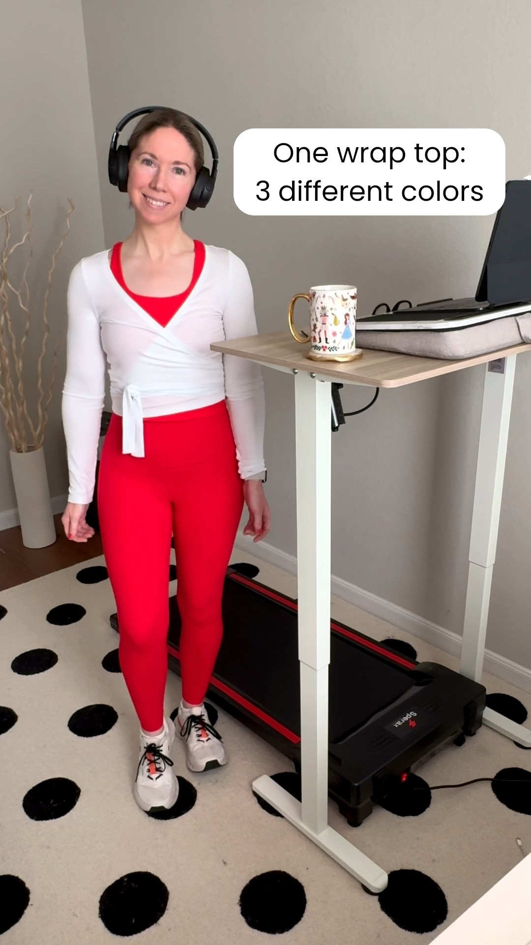 One wrap top in 3 different colors - I love that these are perfect for chilly mornings or for covering up but not too heavy. 

My morning routine usually starts with an early morning walk on the walking pad —and coffee with a good show to watch. 

Workout outfit - walking outfit 

Wrap top size small
Leggings size XS
Sneakers - true to size - but I size up 1/2 size in all walking shoes 

Walking pad

Adjustable height desk 

Paper shredder

Lululemmon headband 


Workout style 
Athleisure


#ltkover40 #ltksalealert #ltkseasonal #ltkmomlife #ltkmorningroutine #ltkactive #ltkhome #ltkfindsunder50 #ltkfindsunder100 

#LTKfitnessgoals #LTKootd #LTKselfcare