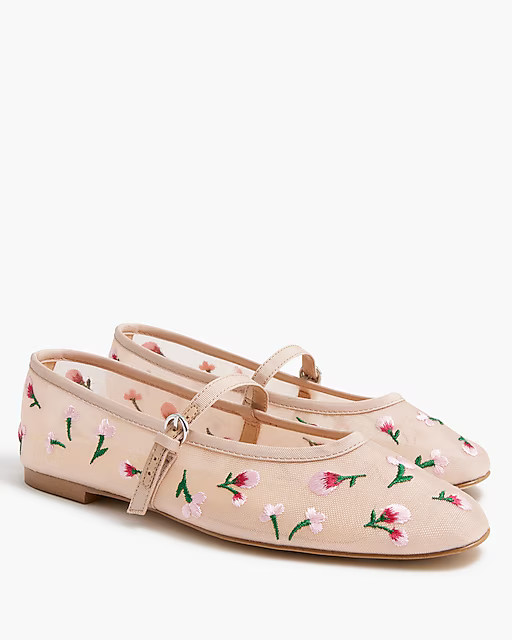 Mesh embroidered Mary Jane flats | J.Crew Factory