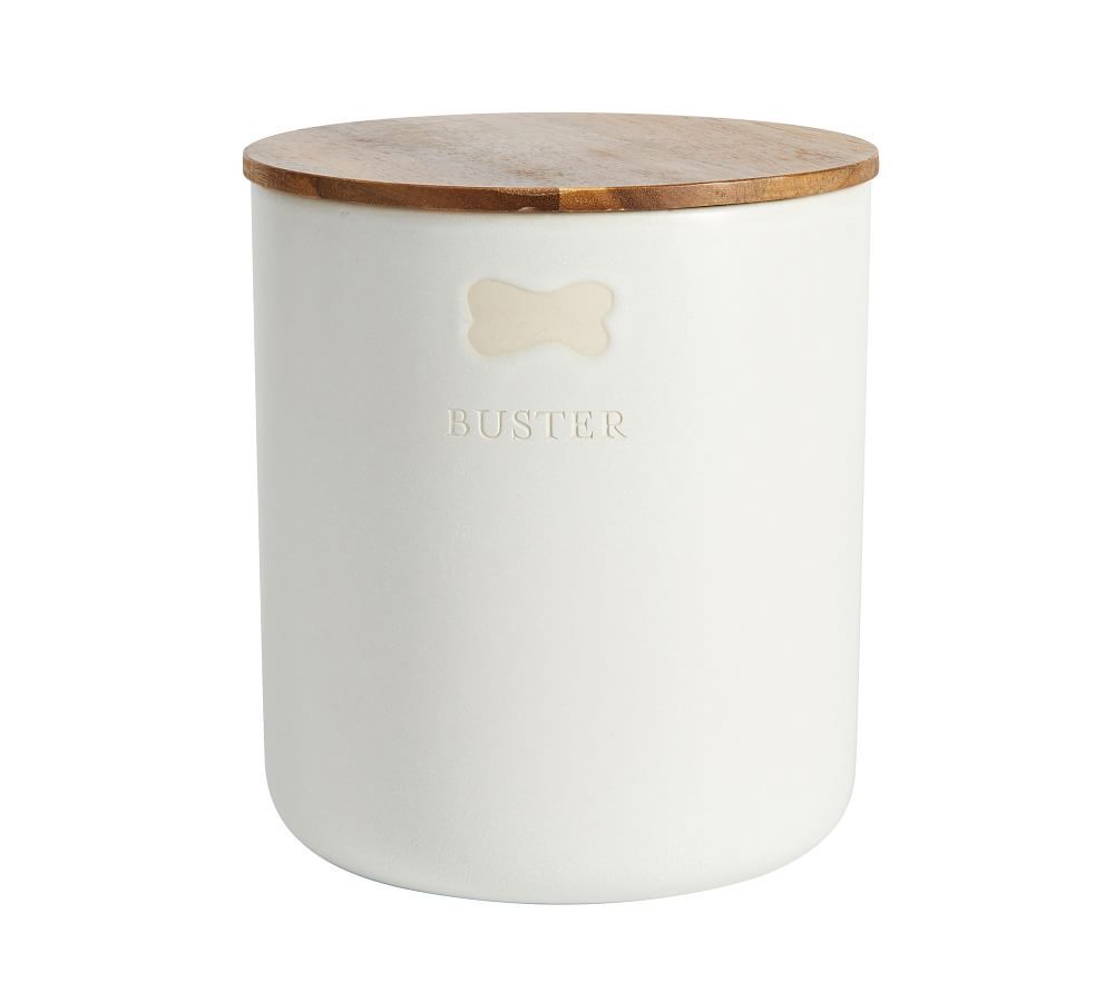 Mason Stoneware Pet Treat Canister, 7.5&amp;quot;H, Ivory | Pottery Barn (US)