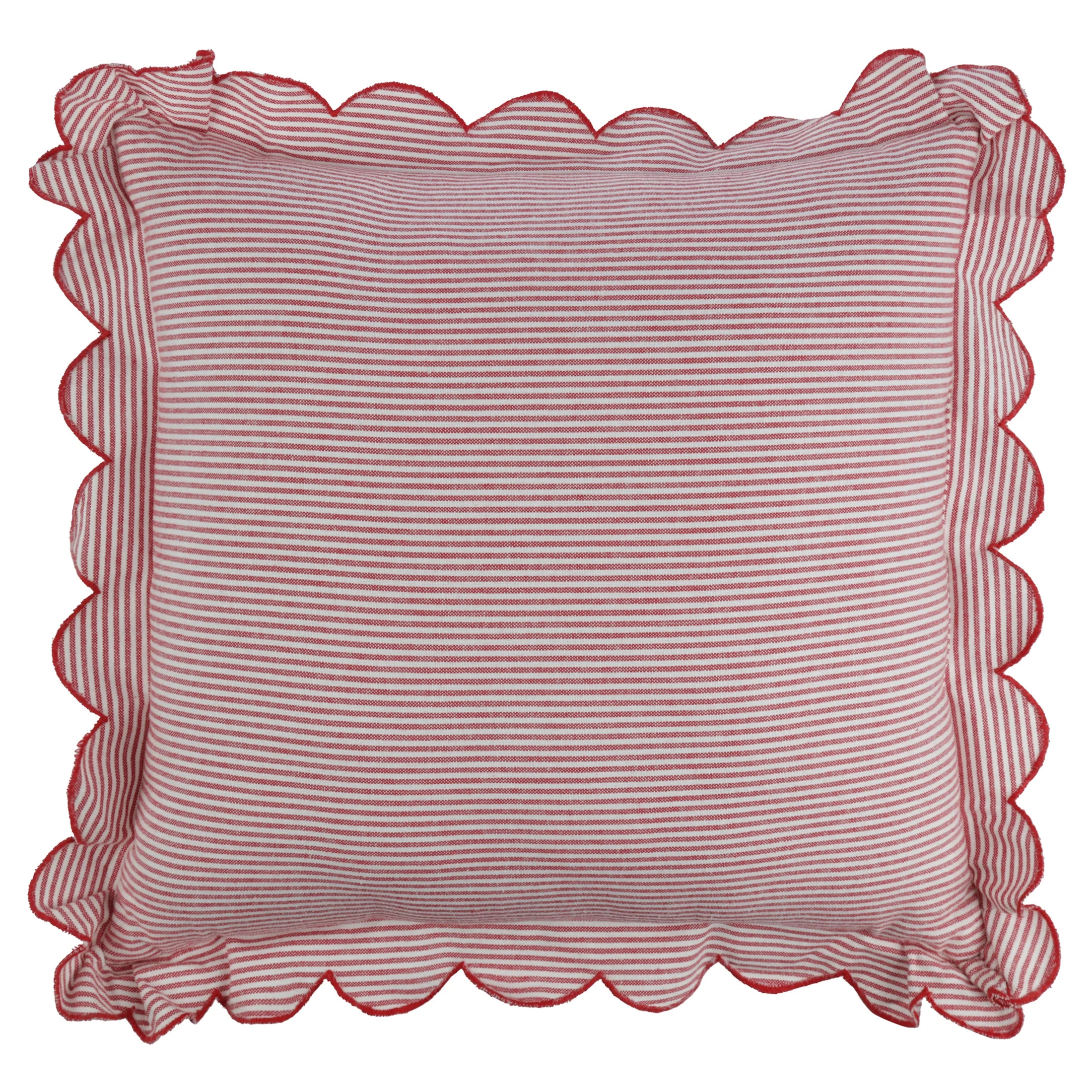 Striped Frill Decorative Pillow, Red and White, 14" x 14", Patriotic by Way To Celebrate | Walmart (US)