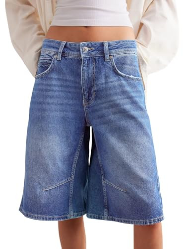 Cicy Bell Womens Summer Wide Leg Denim Shorts Casual Loose Mid Rise Jorts Bermuda Knee Length Jeans Shorts | Amazon (US)