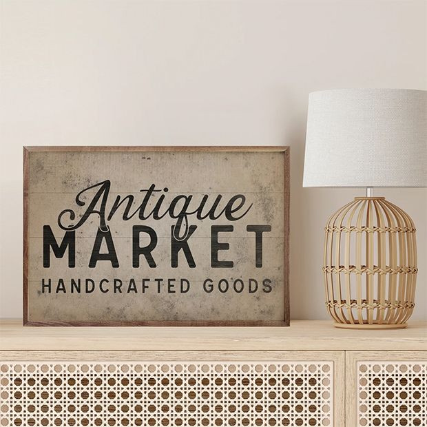 Antique Market Handcrafted Goods White Wall Art | Antique Farm House