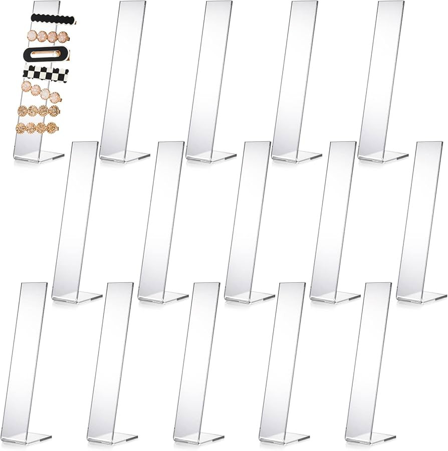 Suwimut 15 Pieces Acrylic Hair Clip Display Stand, Clear L-Shaped Hairpin Display Holder Barrette... | Amazon (US)