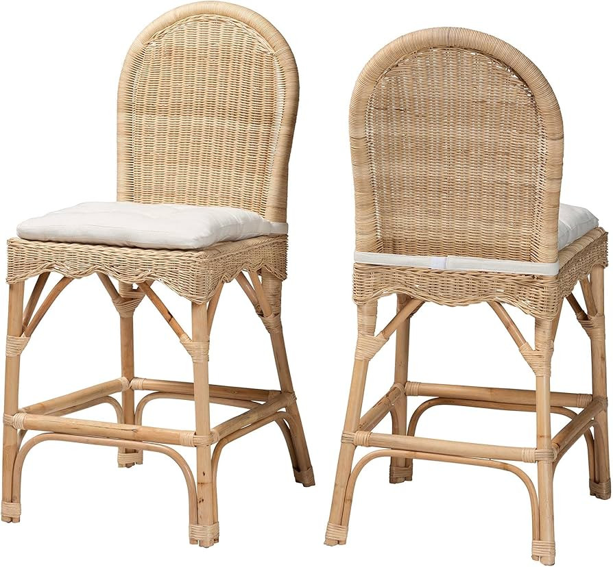 bali & pari Bilu Bohemian Natural Rattan 2-Piece Counter Stool Set | Amazon (US)