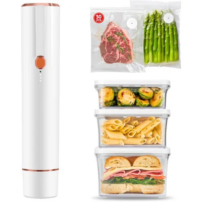 Cordless Handheld Vacuum Sealer with 60kPa Suction – Includes 30 Reusable Bags & 3 Containers for Liquids, Food Storage, Sous Vide & Travel | Wayfair North America