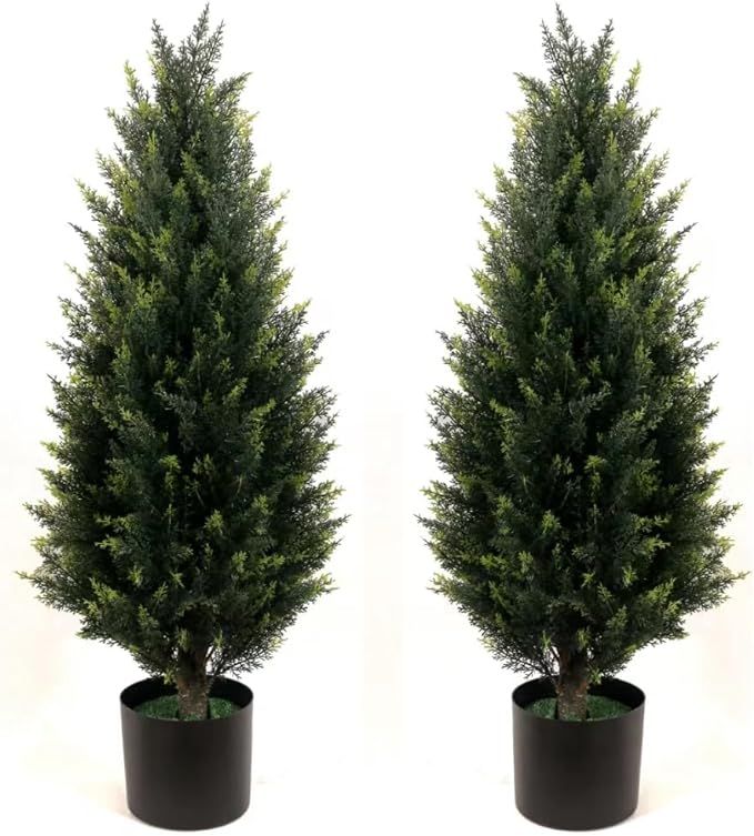 2.9 ft (35 in) Simulated Cedar Pallet Tree Potted Plants UV Protected Foliage Outdoor Simulated S... | Amazon (US)