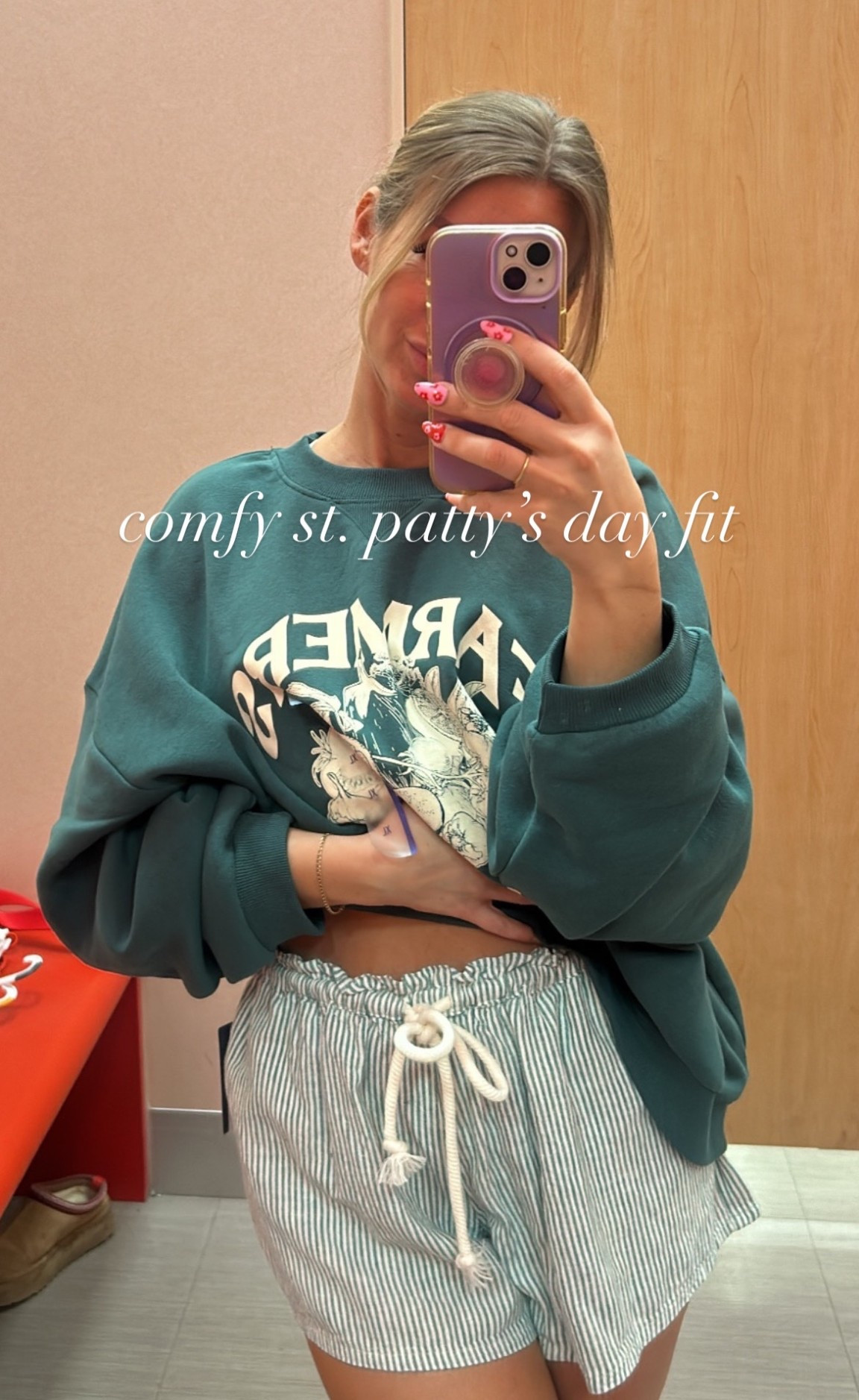 Target embroidered hoodie paired with linen pull on shorts! 

Size up in the sweatshirt for a more oversized look. Size down in the shorts- they run big! 

Beach shorts 
st Patrick’s day


#LTKootd #LTKmomlife