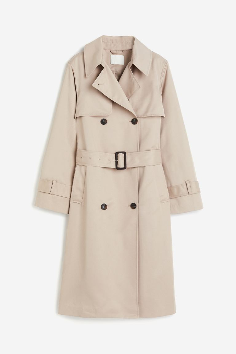 Double-breasted Twill Trench Coat - Beige - Ladies | H&M US | H&M (US + CA)