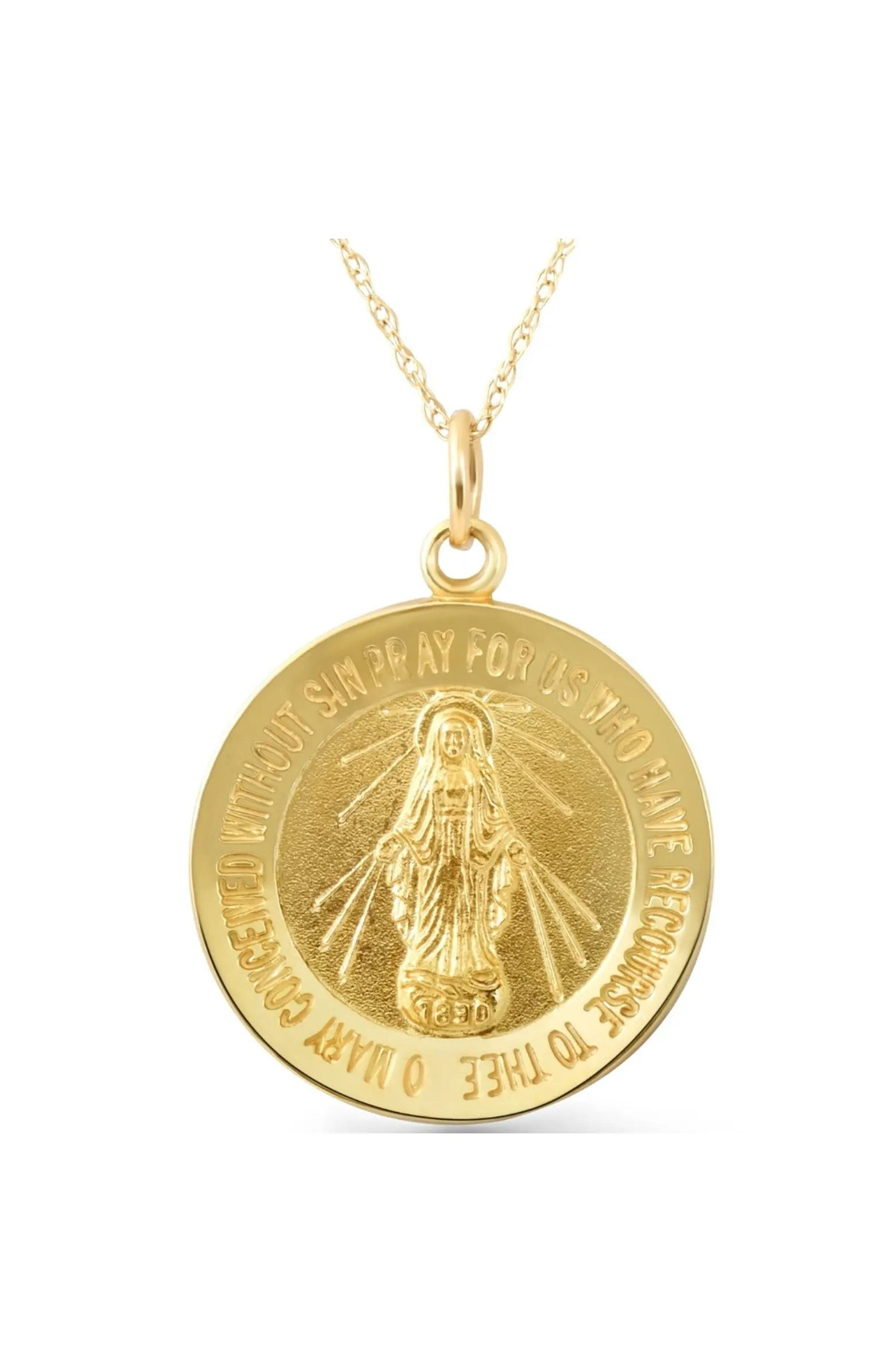 Bliss Diamond 14k  Gold St. Mary Medal Pendant  1" Tall 5.5 Grams | Nordstrom | Nordstrom