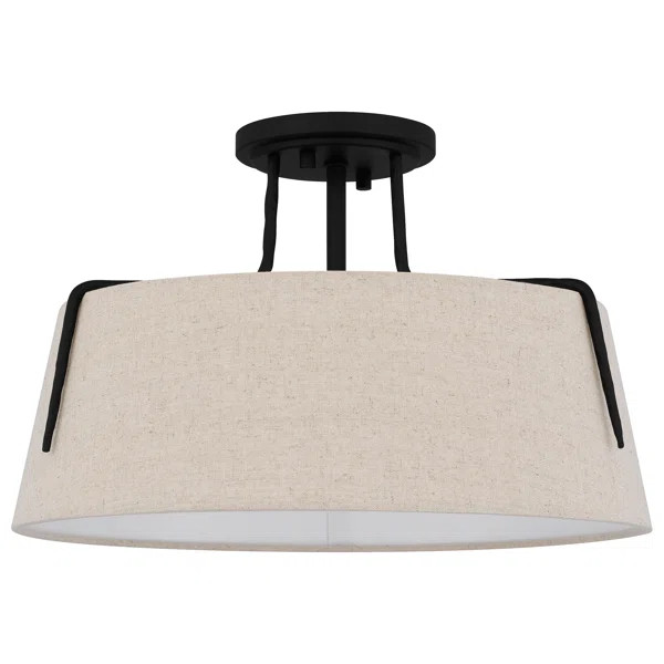 3 - Light 16'' Shaded Drum Semi Flush Mount | Wayfair North America