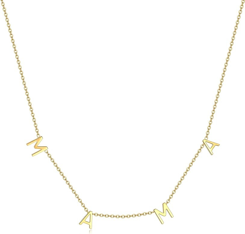 Adjustable Letter Necklace for Women MaMa Necklaces for Women Silver Mom Pendant Necklace Personalit | Amazon (US)