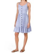 Juniors Ditsy Floral Ruffle Button Front Dress | TJ Maxx