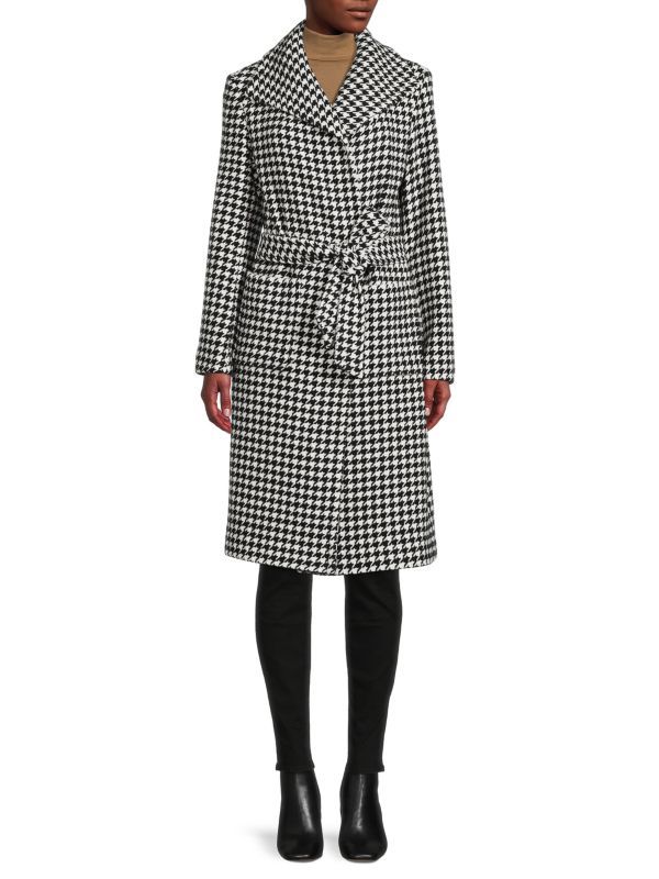 Belted Houndstooth Coat | Saks Fifth Avenue OFF 5TH