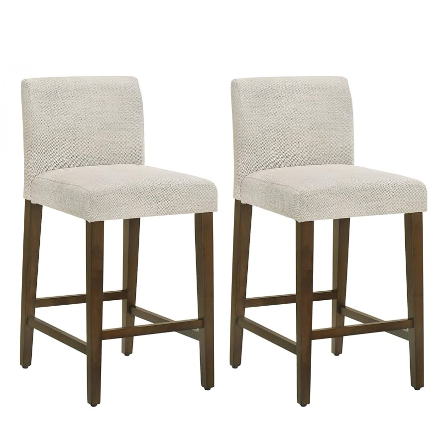 CHITA Counter Height Bar Stools Set of 2, 27" H Seat Height Upholstered Barstools, Fabric in Ivor... | Amazon (US)