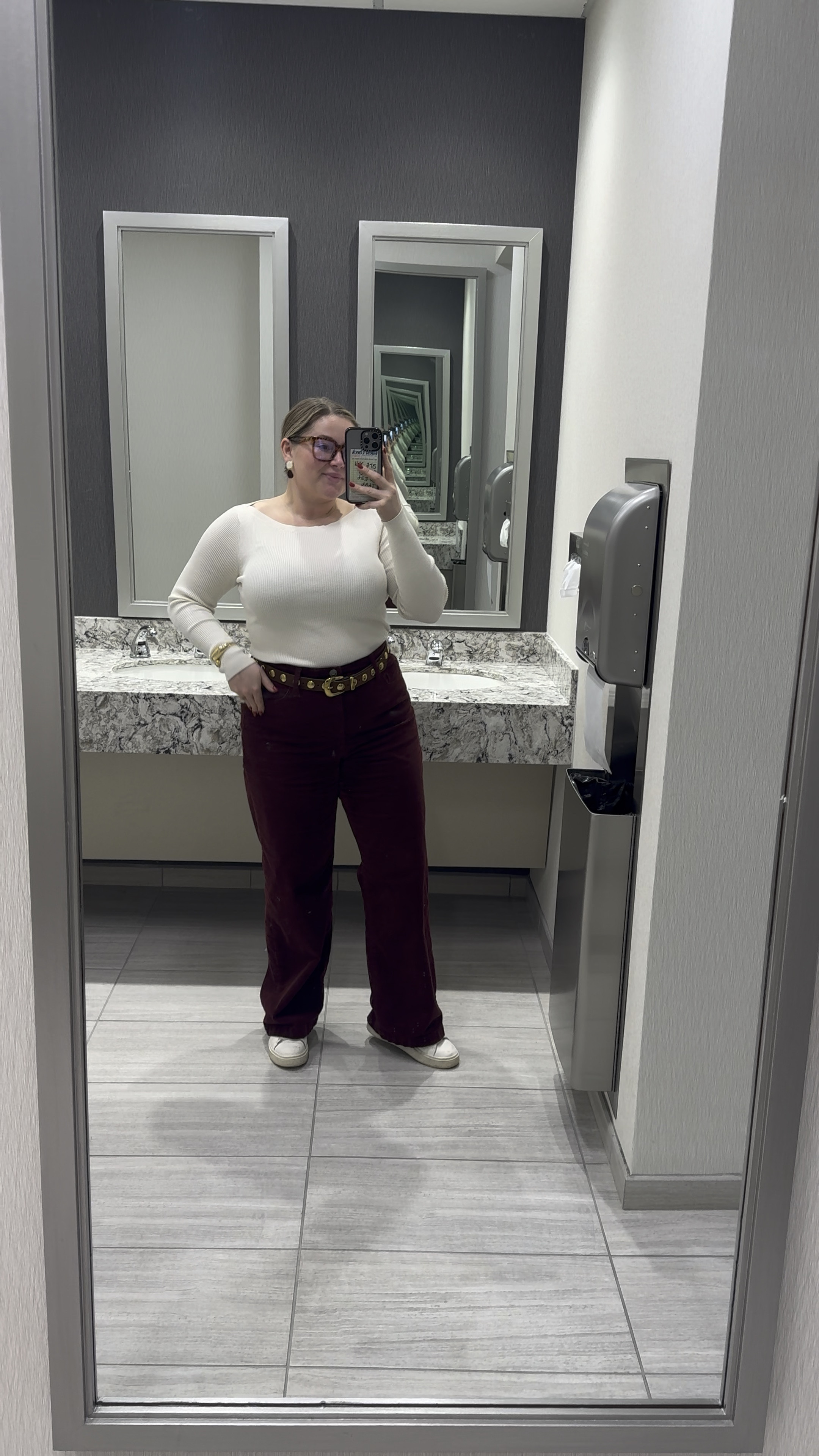 Casual outfit
Work outfit
Office wear
Burgundy pants outfit
Madewell belt 
Burgundy earrings 

#LTKPlusSize #LTKMidsize #LTKFindsUnder50