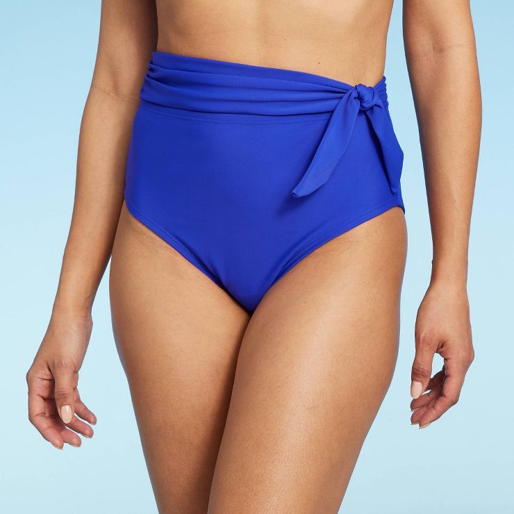 Women's Tie Waist High Waisted Bikini Bottom - Kona Sol™ Cobalt Blue | Target