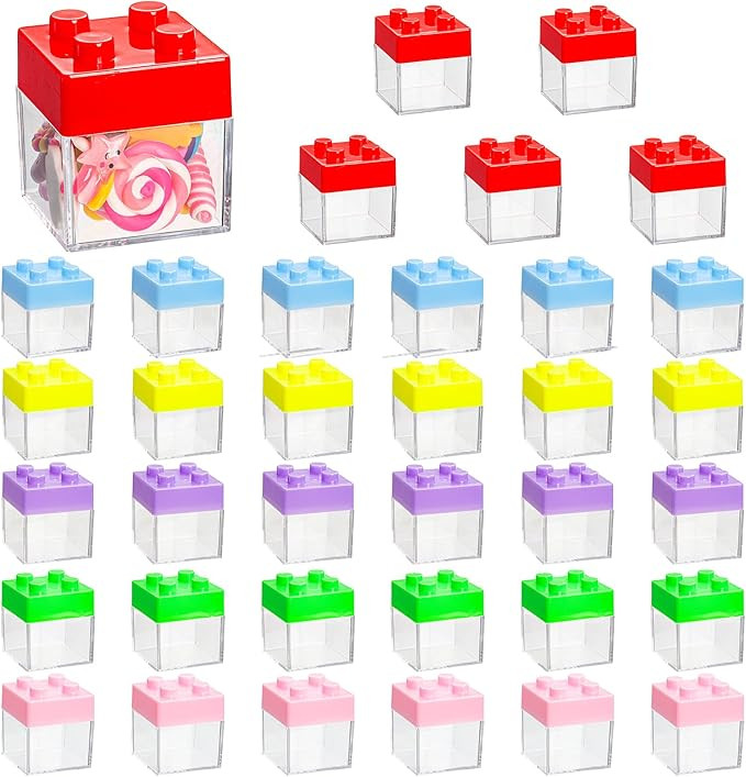 Okllen 36 Pack Building Block Party Favor Boxes, Plastic Square Cube, Small Treat Gift Boxes Cand... | Amazon (US)