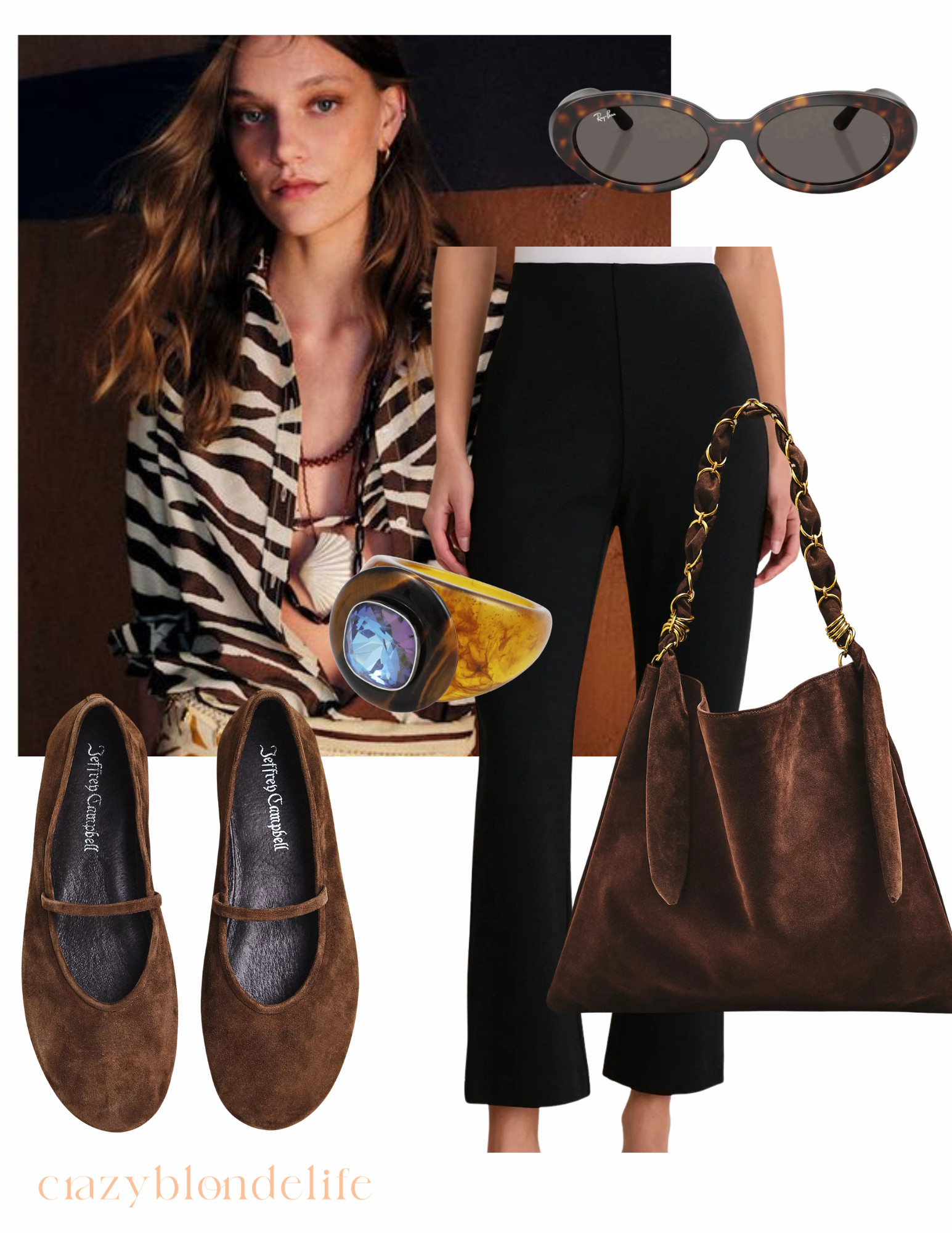 Zebra is on trend this season and this shirt paired with black ponte knit pants is such an easy look.  Add suede Mary Janes, fun jewelry, a suede bag and the perfect sunnies for a great look that will take you through the season! 

 #LTKgrwm #LTKSeasonal #LTKOver40