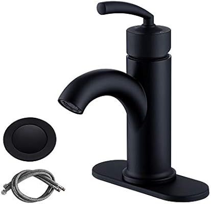 RKF Single Handle Bathroom Sink Faucet One Hole Deck Mount Lavatory Faucet with pop-up drain with... | Amazon (US)