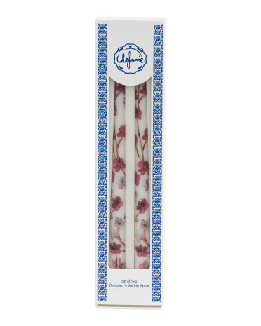 Set Of 2 11.5in Cherry Blossom Taper Candles | TJ Maxx