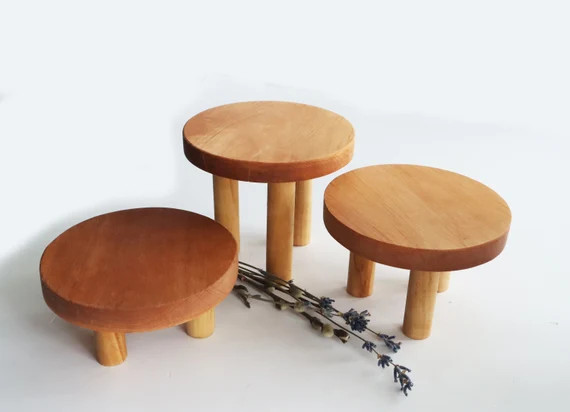 Wooden Plant Stand, Wood Mini Stool, Pot Holder | Etsy (US)