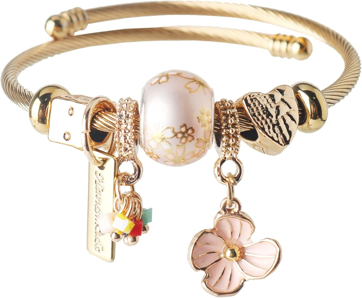 DS Charm Bracelets for girls,exquisite cute cartoon gold friendship bracelets Stainless Steel Ban... | Amazon (US)