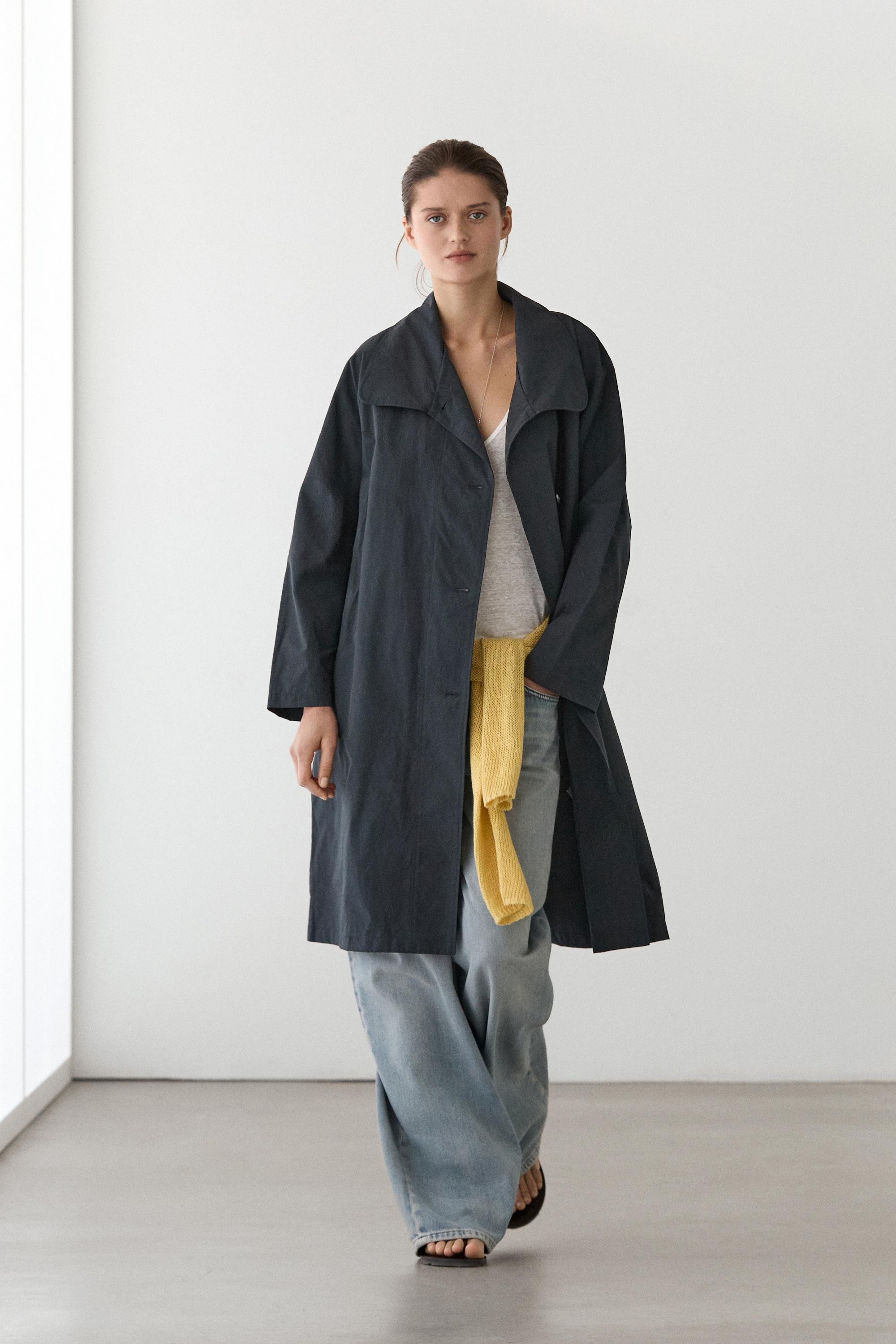 High neck technical trench coat | Massimo Dutti US