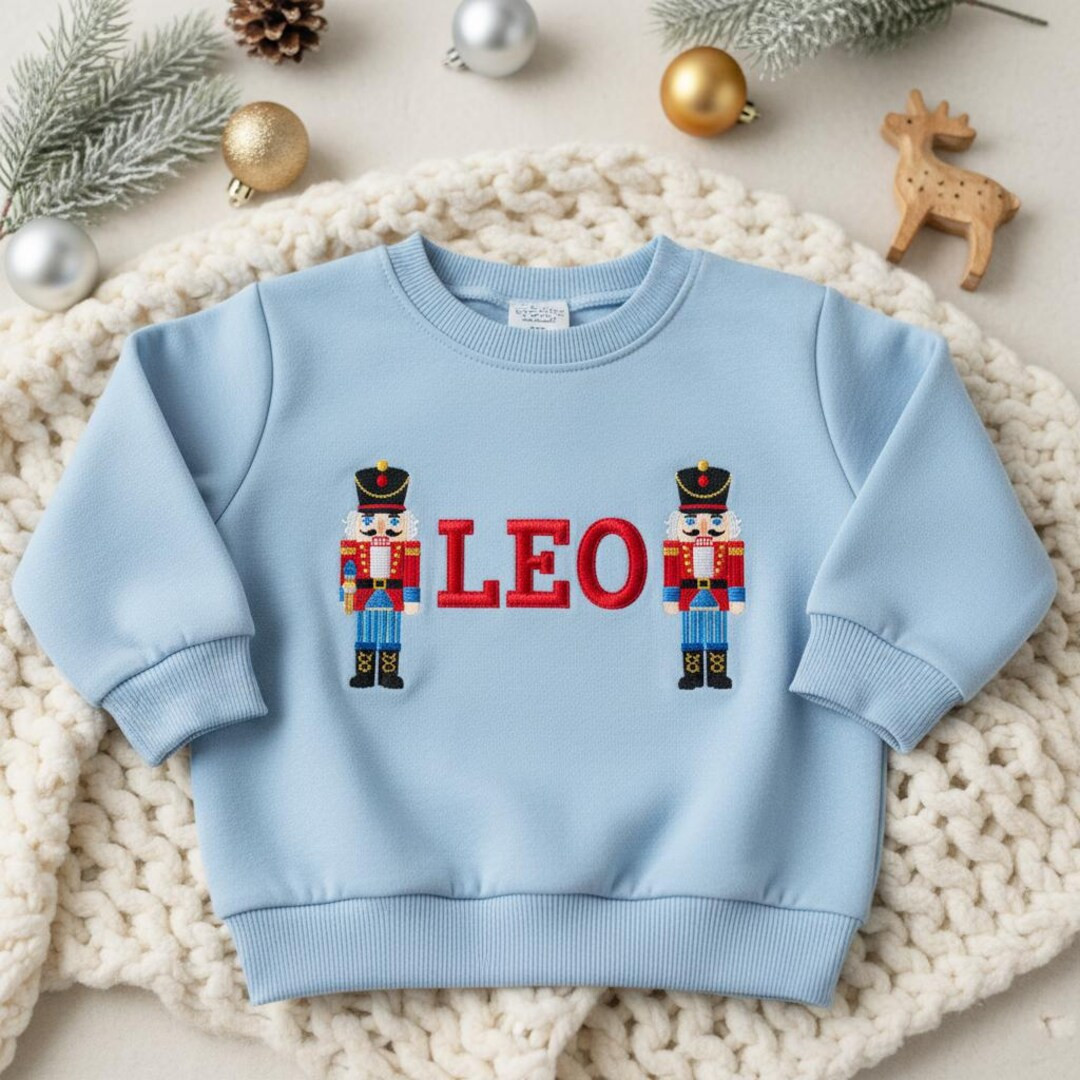 Personalized Nutcracker Embroidered Baby Sweatshirt, Custom Name Toddler Christmas Pullover, Boys... | Etsy (US)