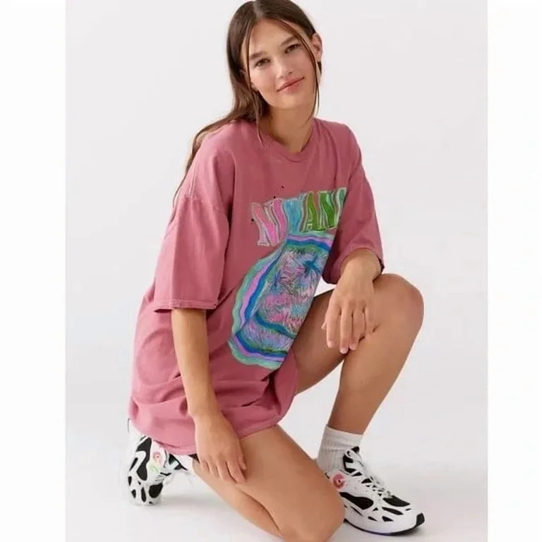Urban Outfitters Women's T-Shirt Vintage Washed Distressed Holes Oversized Fit Tee (Small/Medium,... | Walmart (US)