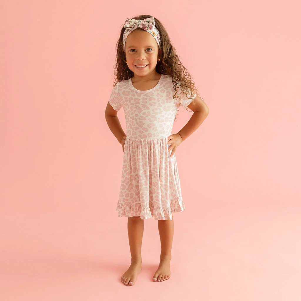 Leopard Pink Girl Twirl Dress | Delaney | Posh Peanut