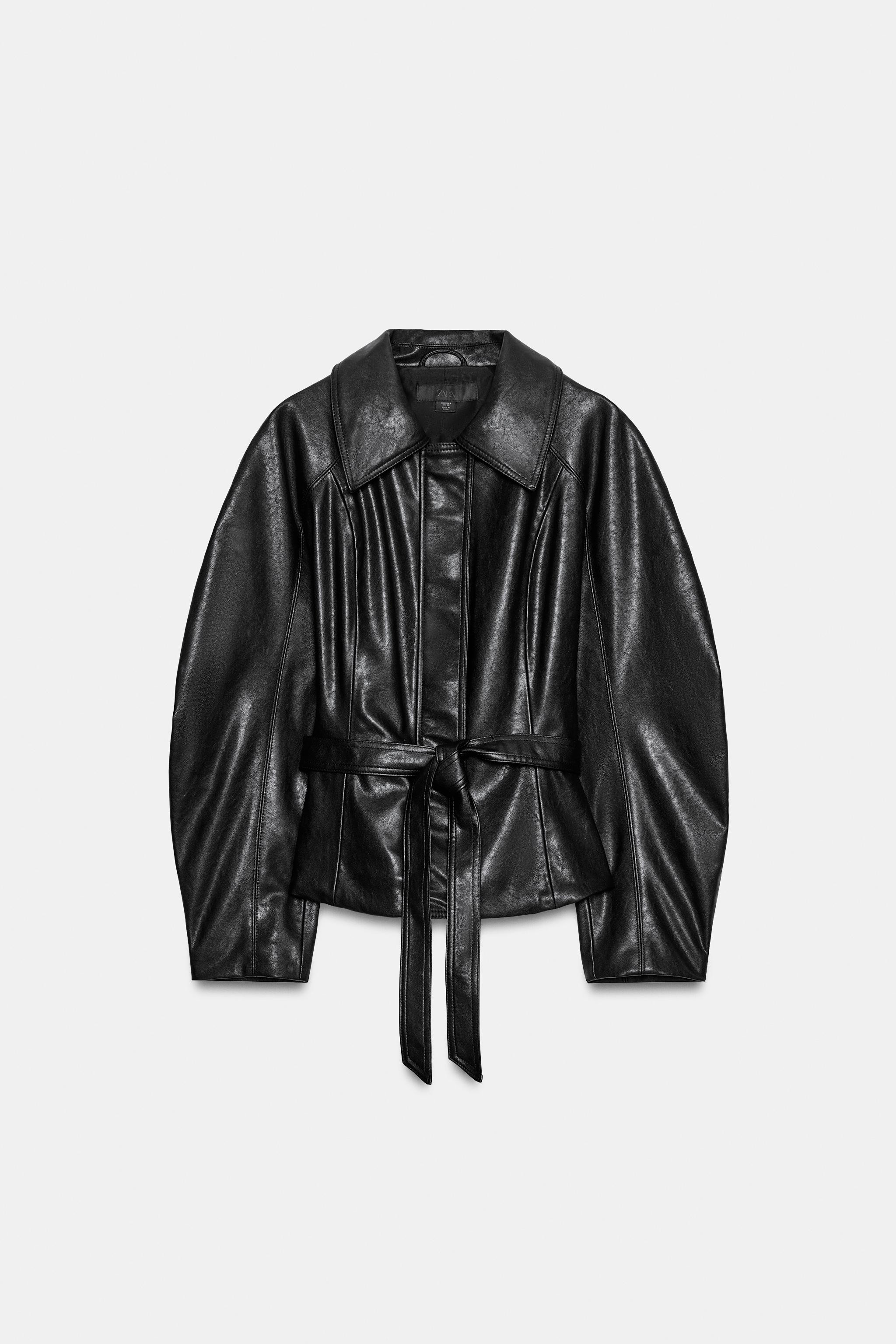 FAUX LEATHER BELTED JACKET | Zara Canada