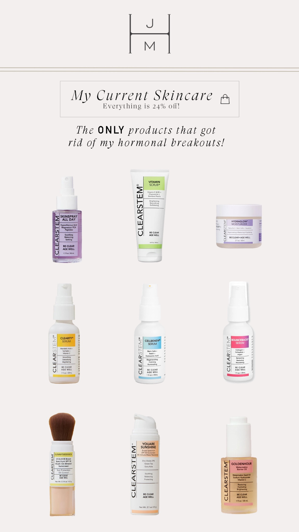I turned 32 I struggled with hormonal breakouts for the next two years. Whatever I tried, nothing would work until I found Clearstem. I’ve tried a lot of their products and these are by far my favorite. Everything is 24% off right now making it the perfect time to try it out if you are in need of something new. 

#LTKfindsunder50 #LTKfindsunder100 #LTKbeauty