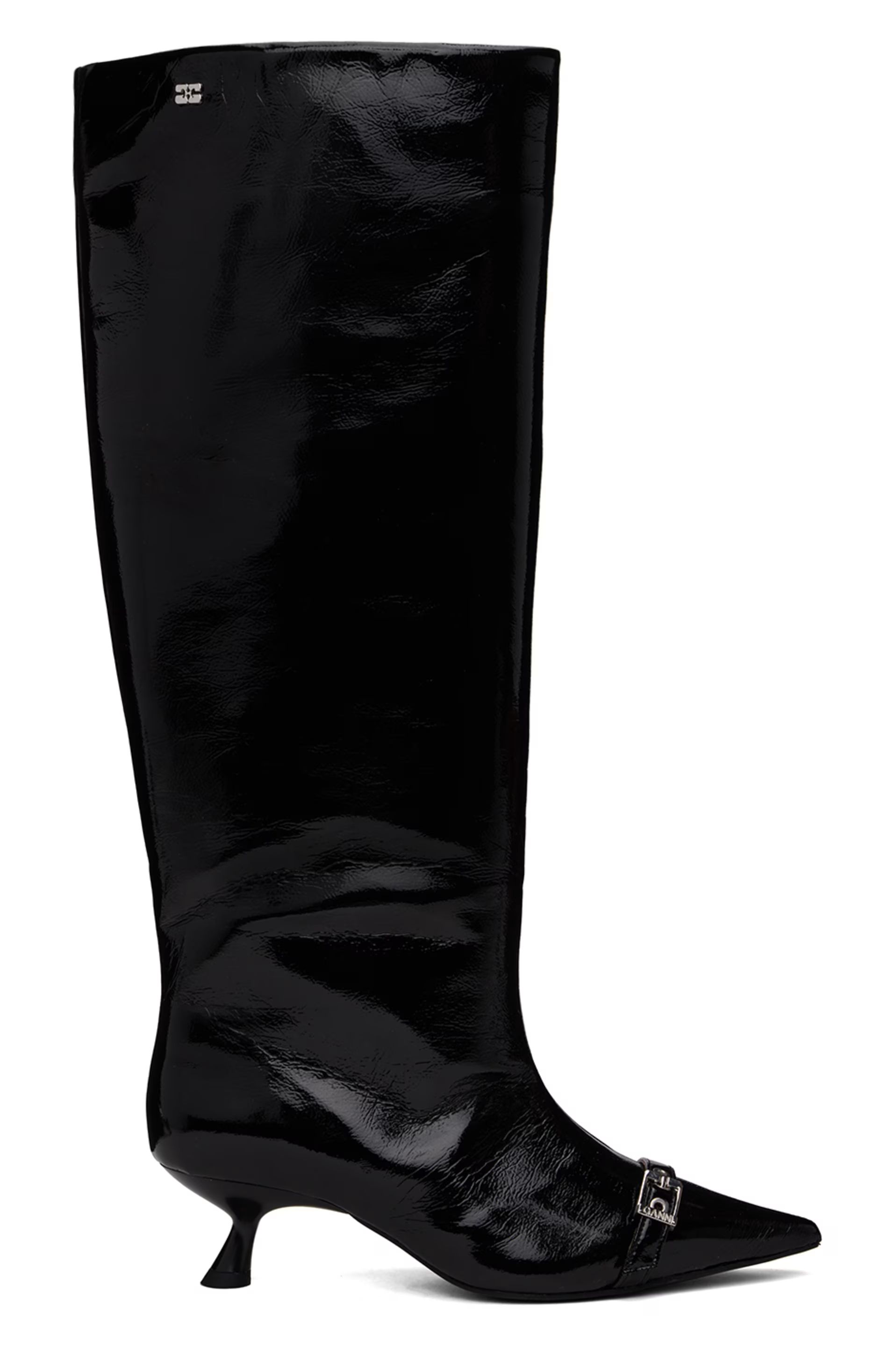 Black Eyelets Slouchy High Shaft Boots | SSENSE