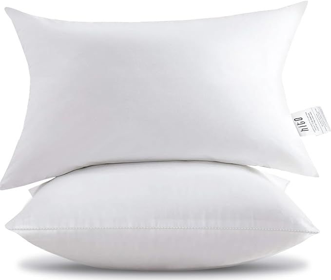 HITO 12x20 Pillow Inserts (Set of 2, White)- 100% Cotton Covering Soft Filling Polyester Throw Pi... | Amazon (US)