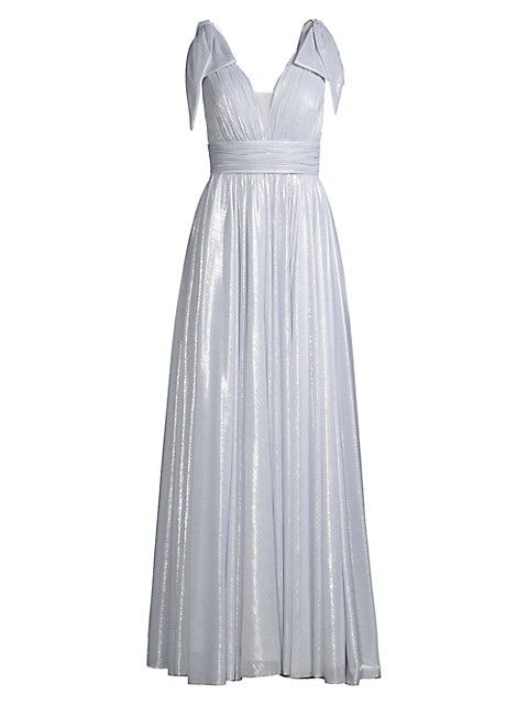 Metallic Bow-Shoulder Gown | Saks Fifth Avenue