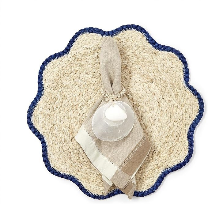 Two's Company Handwoven Scalloped Edge Placemats, 15-Inch, Seagrass, Set of 4 | Amazon (US)