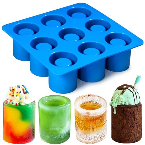 Sidosir Shot Glass Candy Mold Silicone, 9-Cavity Round Silicone Molds for Fat Bombs, Chocolate, Shot Glass Ice Molds for Freezer | Amazon (US)
