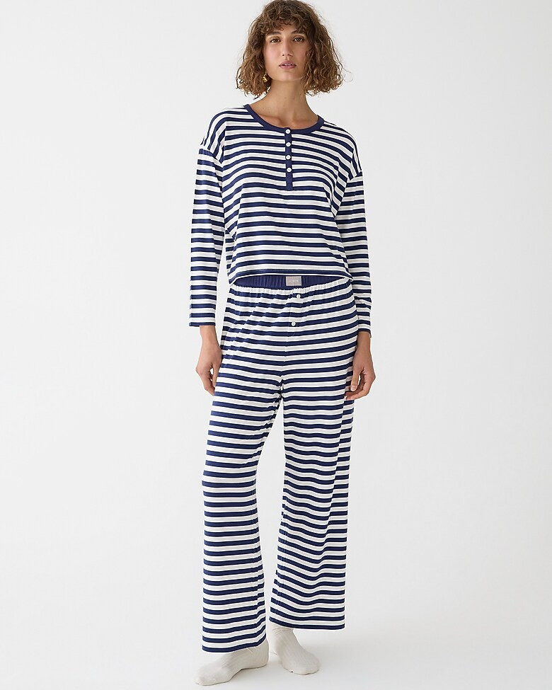 Dreamiest long-sleeve henley pajama set in stripe | J. Crew US