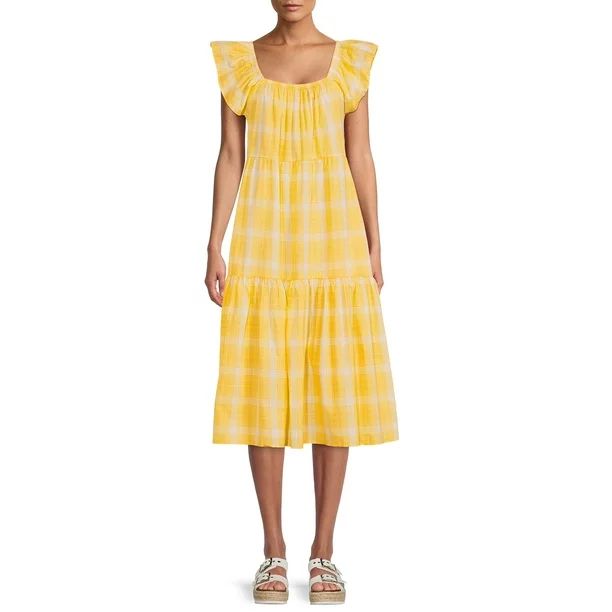 Time And Tru Women's Short Sleeve Square Neck Dress - Walmart.com | Walmart (US)