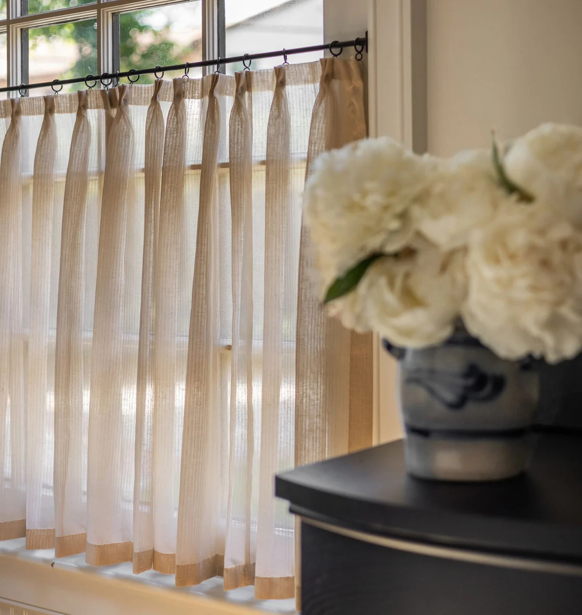 Triple Pinch Pleat Cafe Curtains & Hardware | Amber Interiors