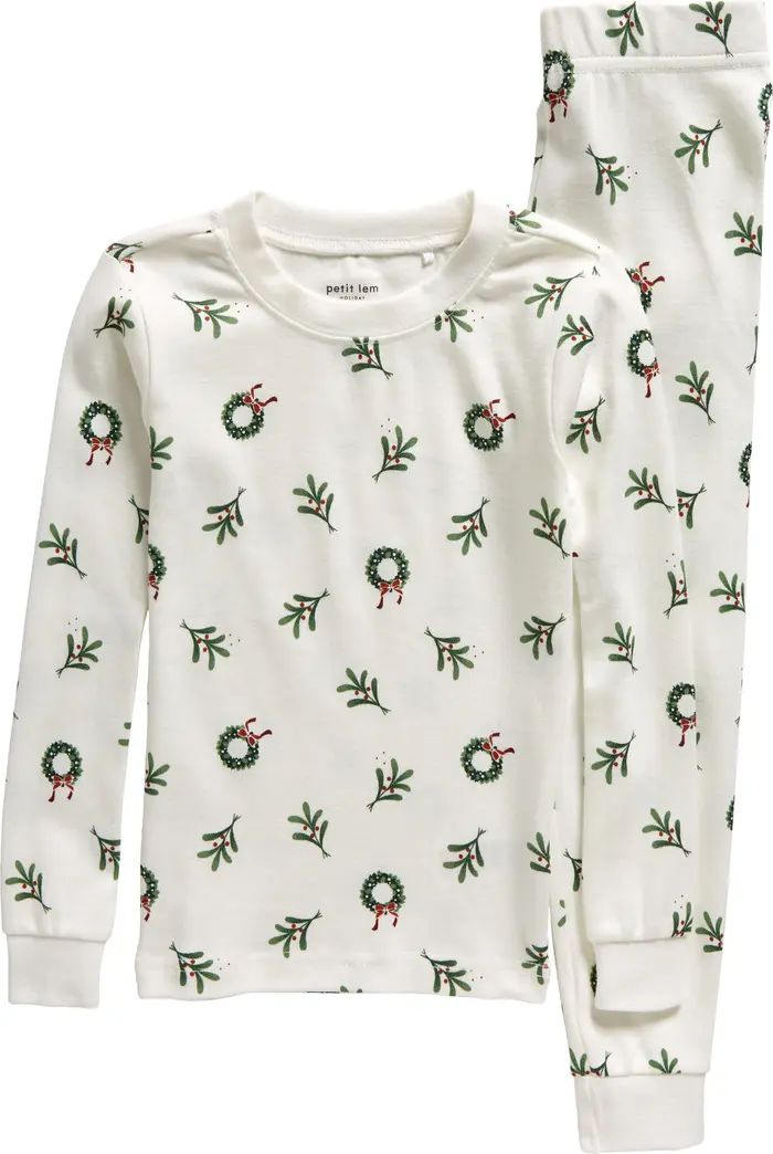 Petit Lem Kids' Holiday Fitted Organic Cotton Two-Piece Pajamas | Nordstrom | Nordstrom